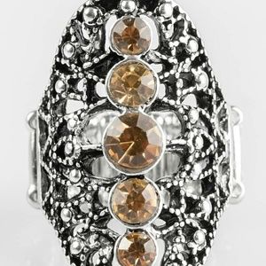 Silver tone fashion ring with stretch band